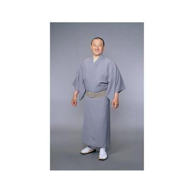 【着物 男性用 テトロン麻】東レトスコ麻混着物　グレー(夏用)
