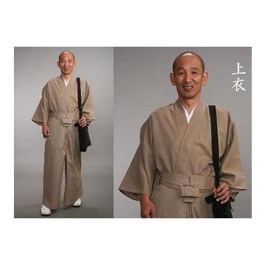 （※在庫限り2026夏）【男性用】二部式・麻混道中衣　茶/グレー　上衣　（夏用）