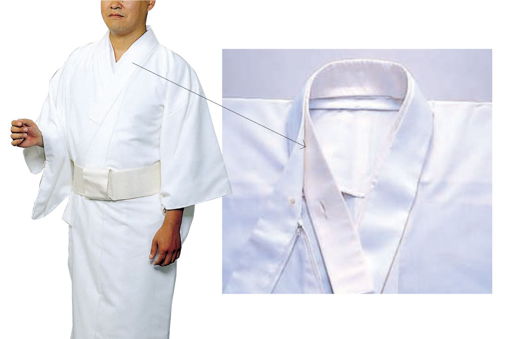 （※在庫限り）《2704, 2706》【麻混白衣用】　ファスナー式替衿（スペア別売り）　ボタン式内衿絽（別売り）