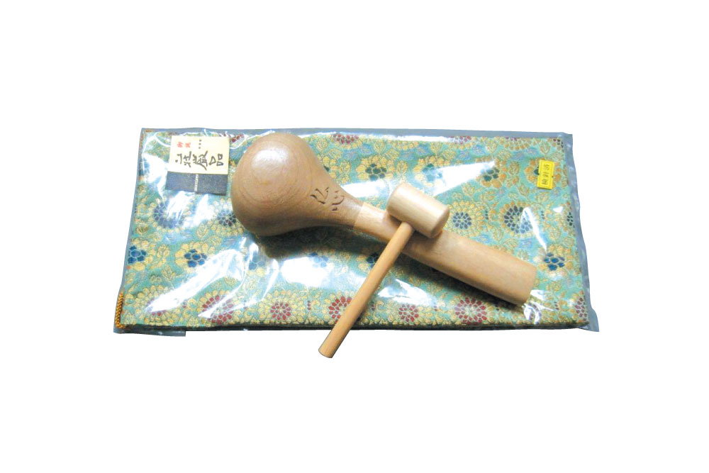 【仏具】携帯木魚　2.5寸　（巾着袋付）