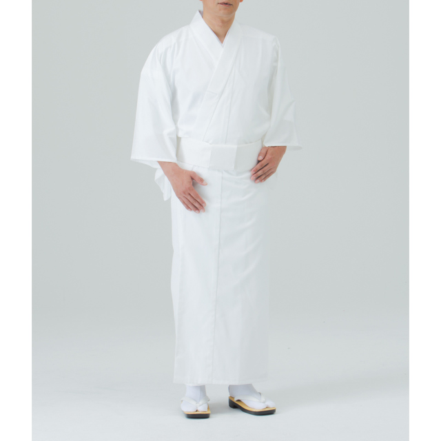 麻混白衣（ファスナー衿付）【寺院用白衣 男性用】　