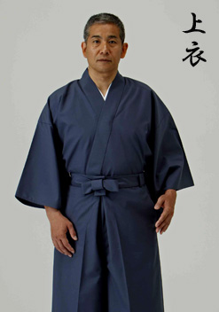 ※在庫限り奉仕品！二部式・難燃バイナール道中衣　上衣　紺色（合用）　大寸のみ 【道中衣 二部式 寺院用 男性用】
