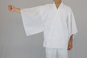 【半襦袢　男性用　寺院用　神職用】　さらし襦袢　手縫掛衿(絽)　広袖　普通丈 （夏用）　2枚セット