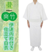 伊達内衿付き仕立て白衣【東レ爽竹風通る白衣 夏用 寺院用 男性用】