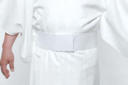 《2609》【和装用 角帯 ワンタッチ 白】市楽帯　白　結び目付・マジック止め式　(夏用メッシュ)