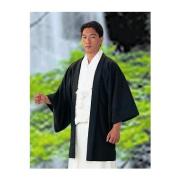 【神職用羽織 男性用 黒】東レシルック羽二重・袷　黒羽織　ひも付（冬用）