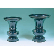 《9255》【仏具 花瓶 寺院用】花瓶中口　真鍮黒うるし塗