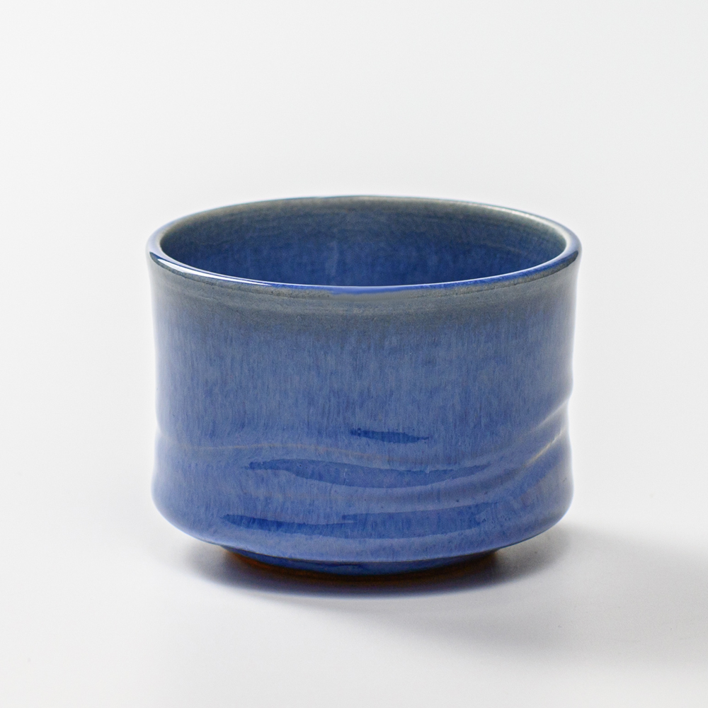 萩焼(伝統的工芸品)そばちょこ透青釉筒線彫