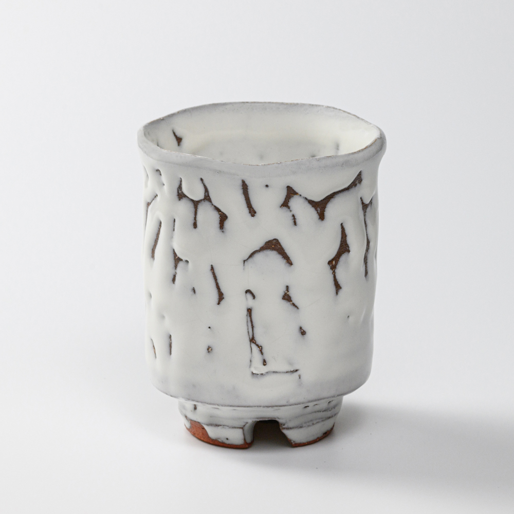 萩焼(伝統的工芸品)大湯呑鬼白荒松筒ヘラメNo108