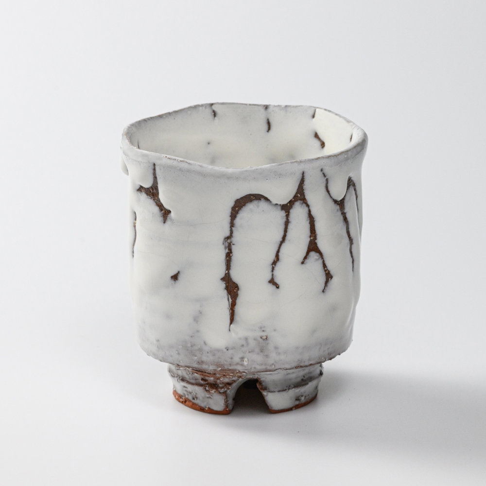 萩焼(伝統的工芸品)大湯呑鬼白荒松筒ヘラメ小No109