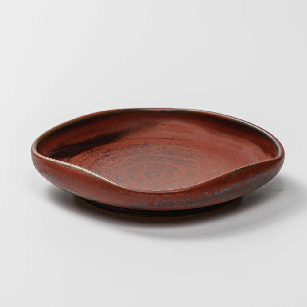 萩焼(伝統的工芸品)銘々皿鉄赤釉四方