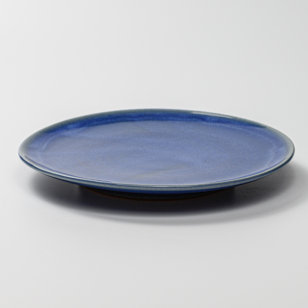 萩焼(伝統的工芸品)平皿中透青釉丸