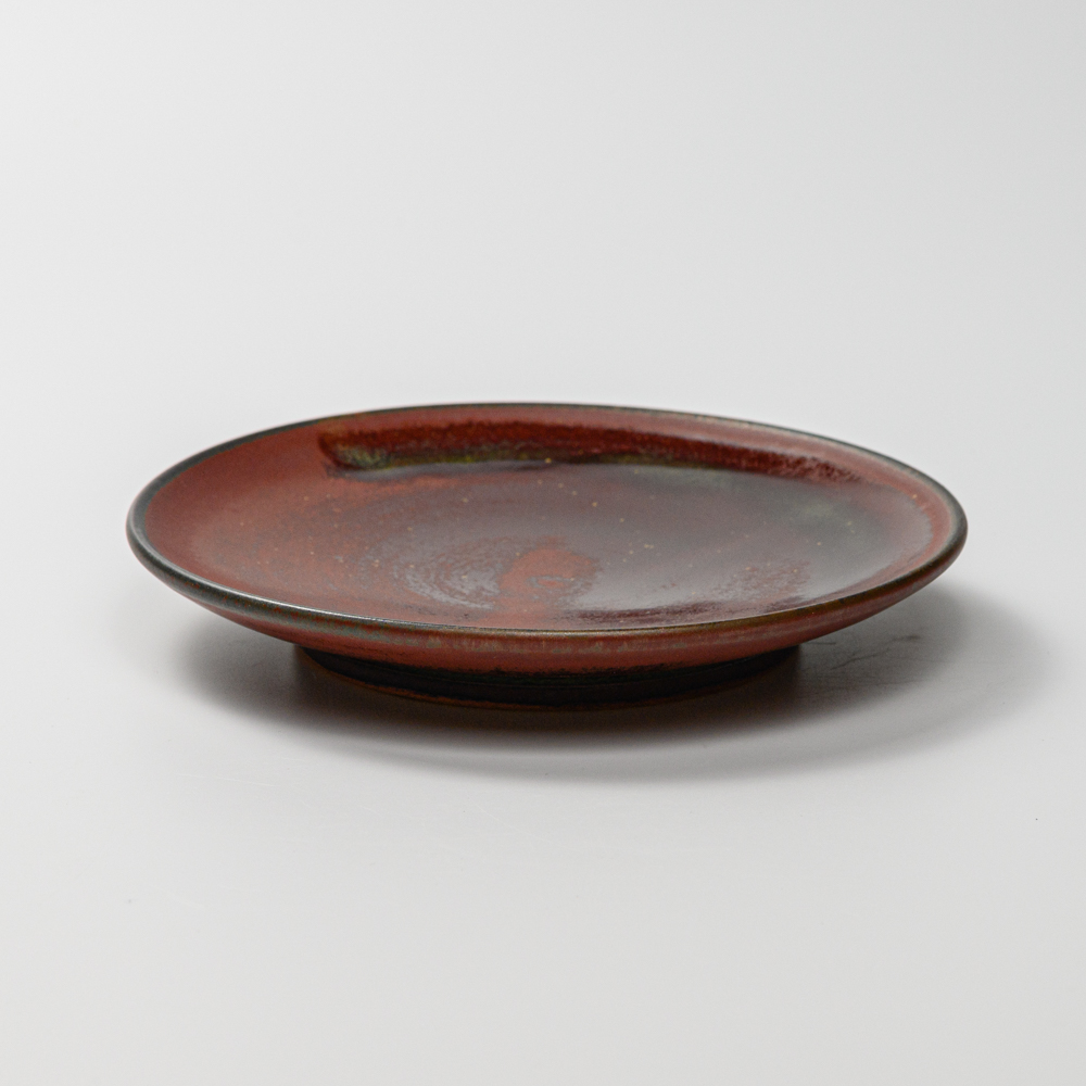 萩焼(伝統的工芸品)平皿小鉄赤釉丸