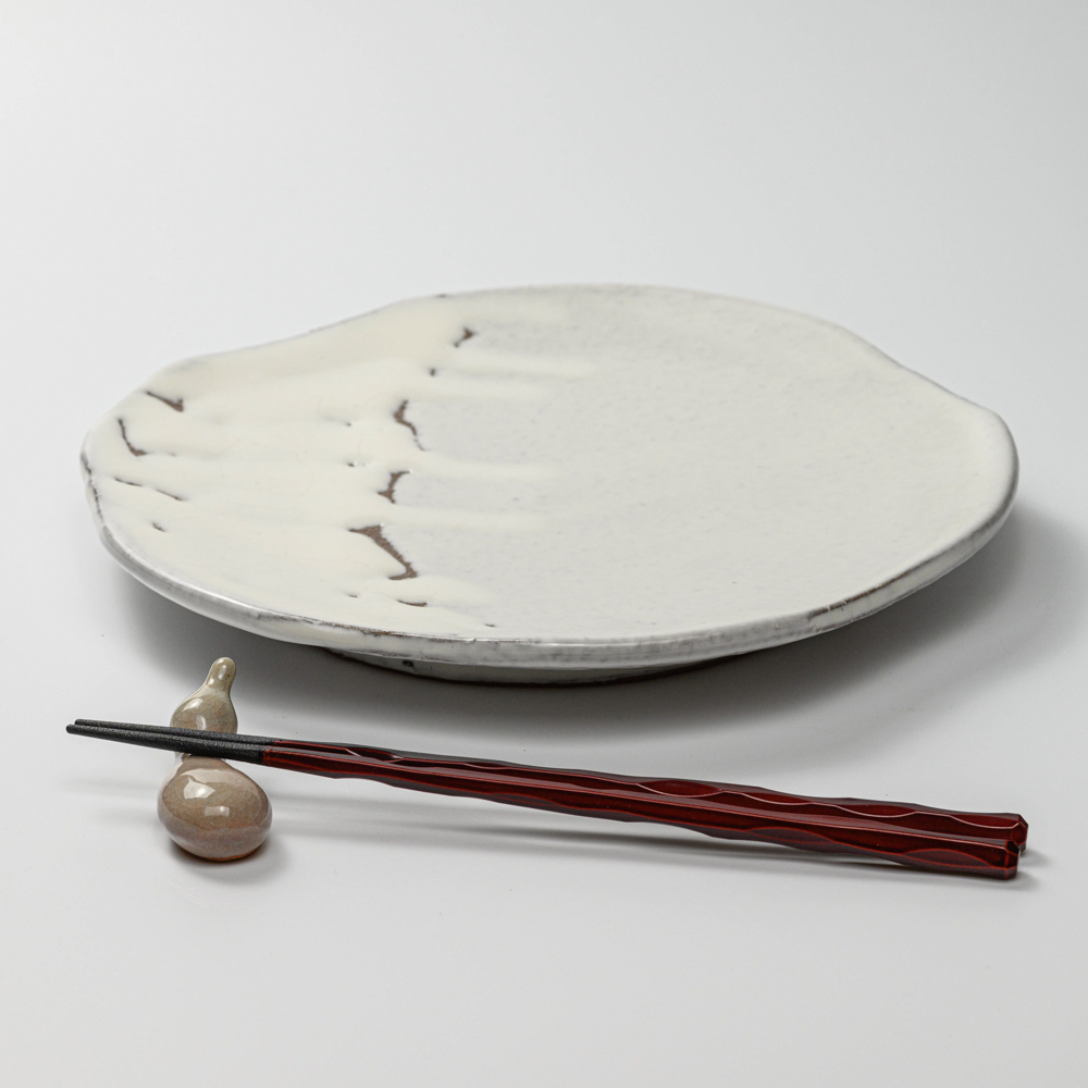 萩焼(伝統的工芸品)平皿大鬼白竹五岳