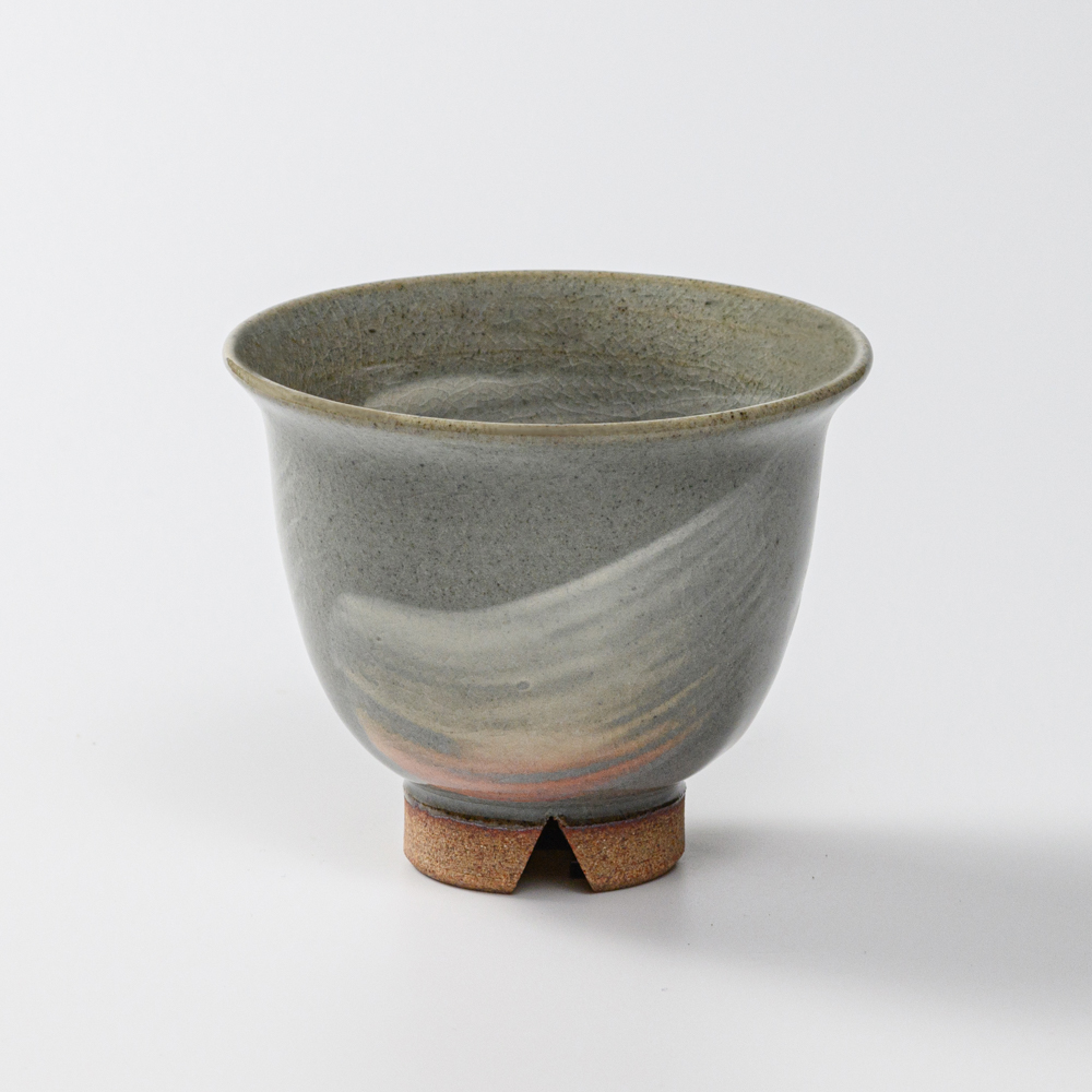 萩焼(伝統的工芸品)汲出し湯呑中刷毛青朝顔No132