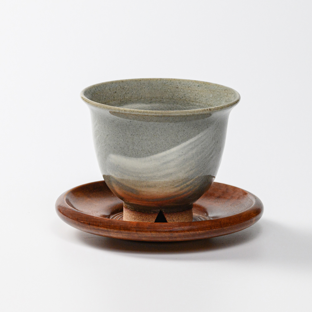 萩焼(伝統的工芸品)汲出し湯呑中刷毛青朝顔No132