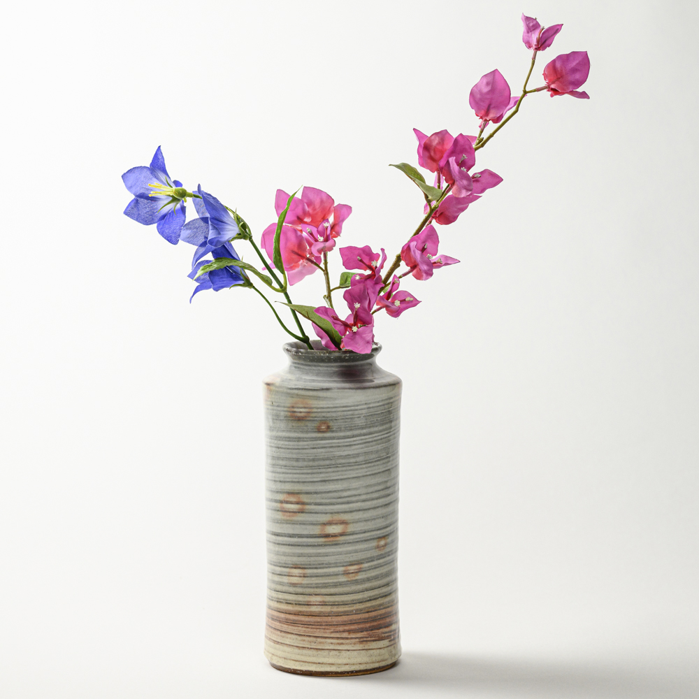 萩焼(伝統的工芸品)花入刷毛青荒肩衝No1403