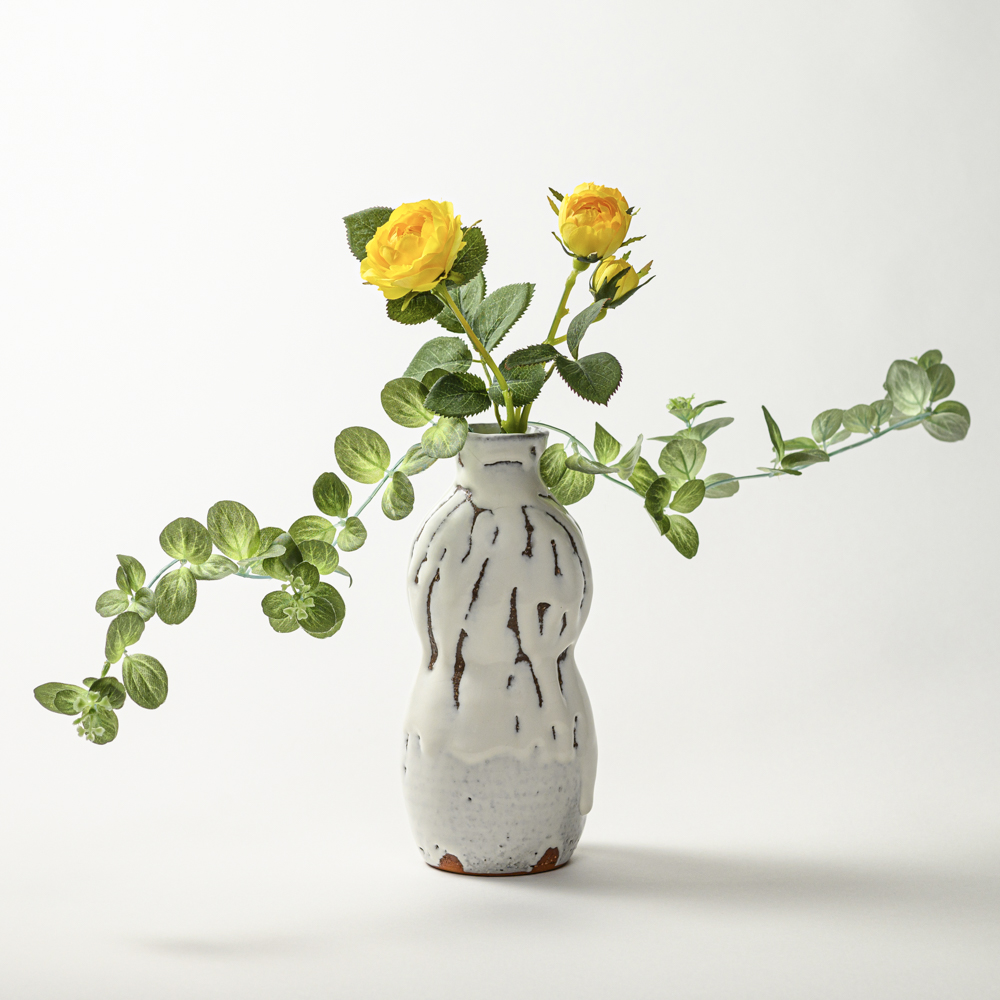 萩焼(伝統的工芸品)花入鬼白松瓢箪No1408