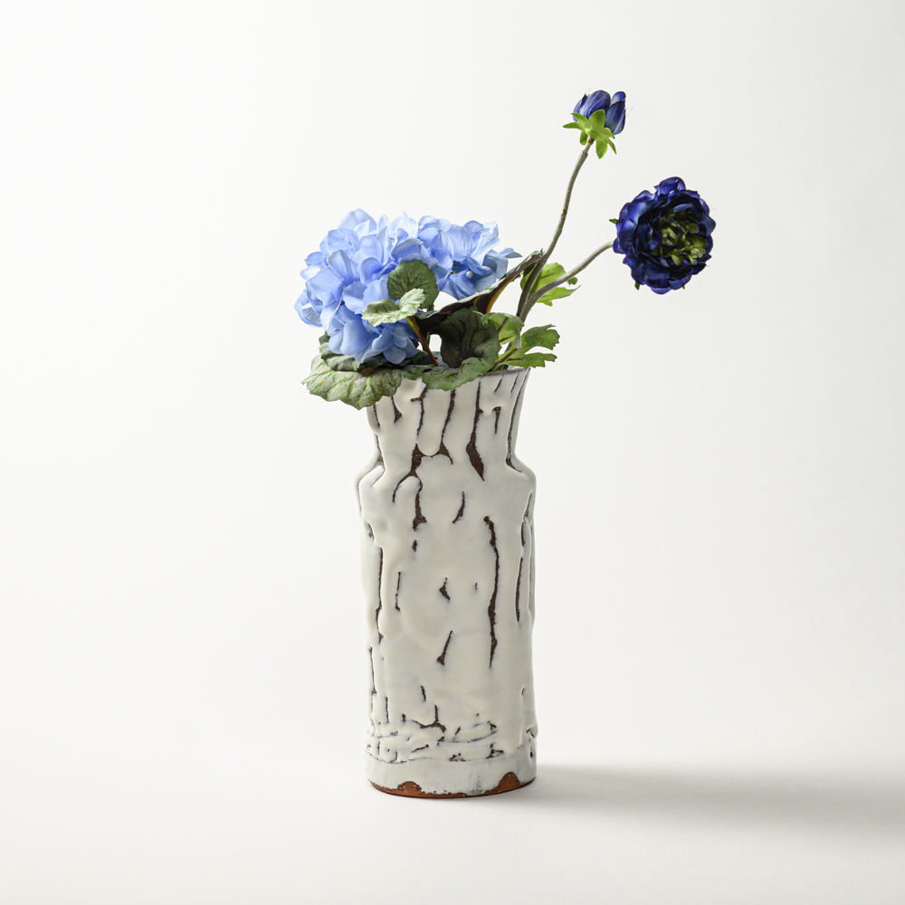 萩焼(伝統的工芸品)花入鬼白松砧No1409