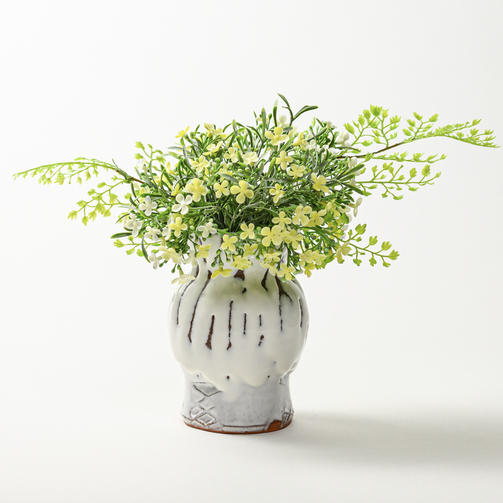 萩焼(伝統的工芸品)花入小鬼白松中蕪No1443