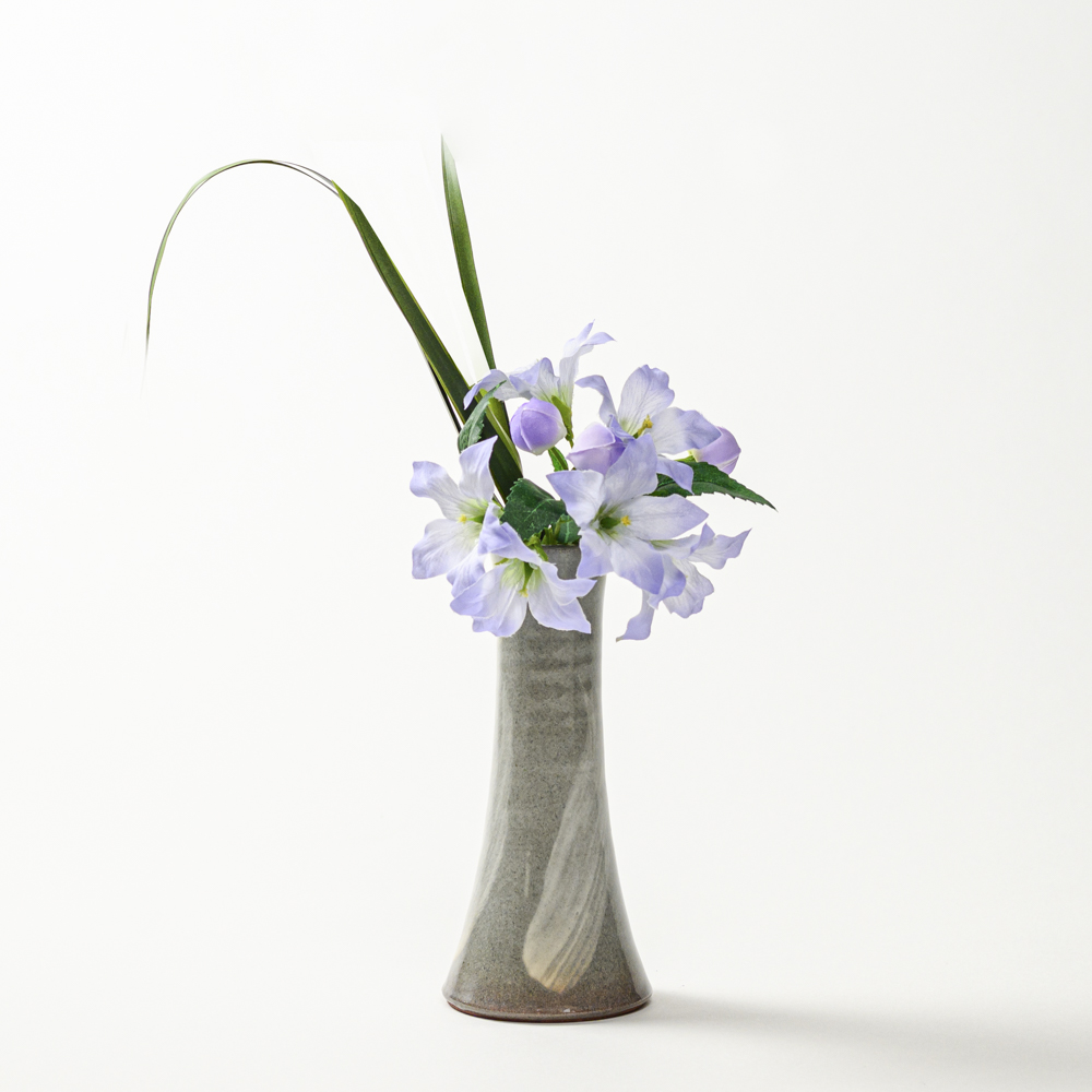 萩焼(伝統的工芸品)花入小細手刷毛青円錐形No1452