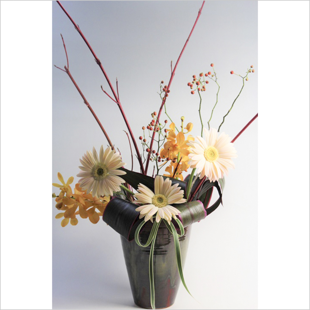 萩焼(伝統的工芸品)花入広口鉄赤釉呉器No1514