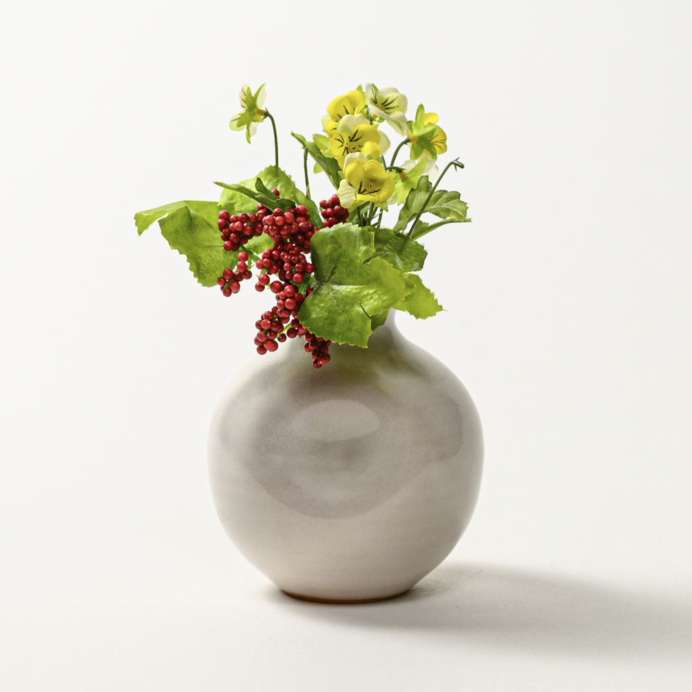 萩焼(伝統的工芸品)ミニ花入白姫丸えくぼNo1538