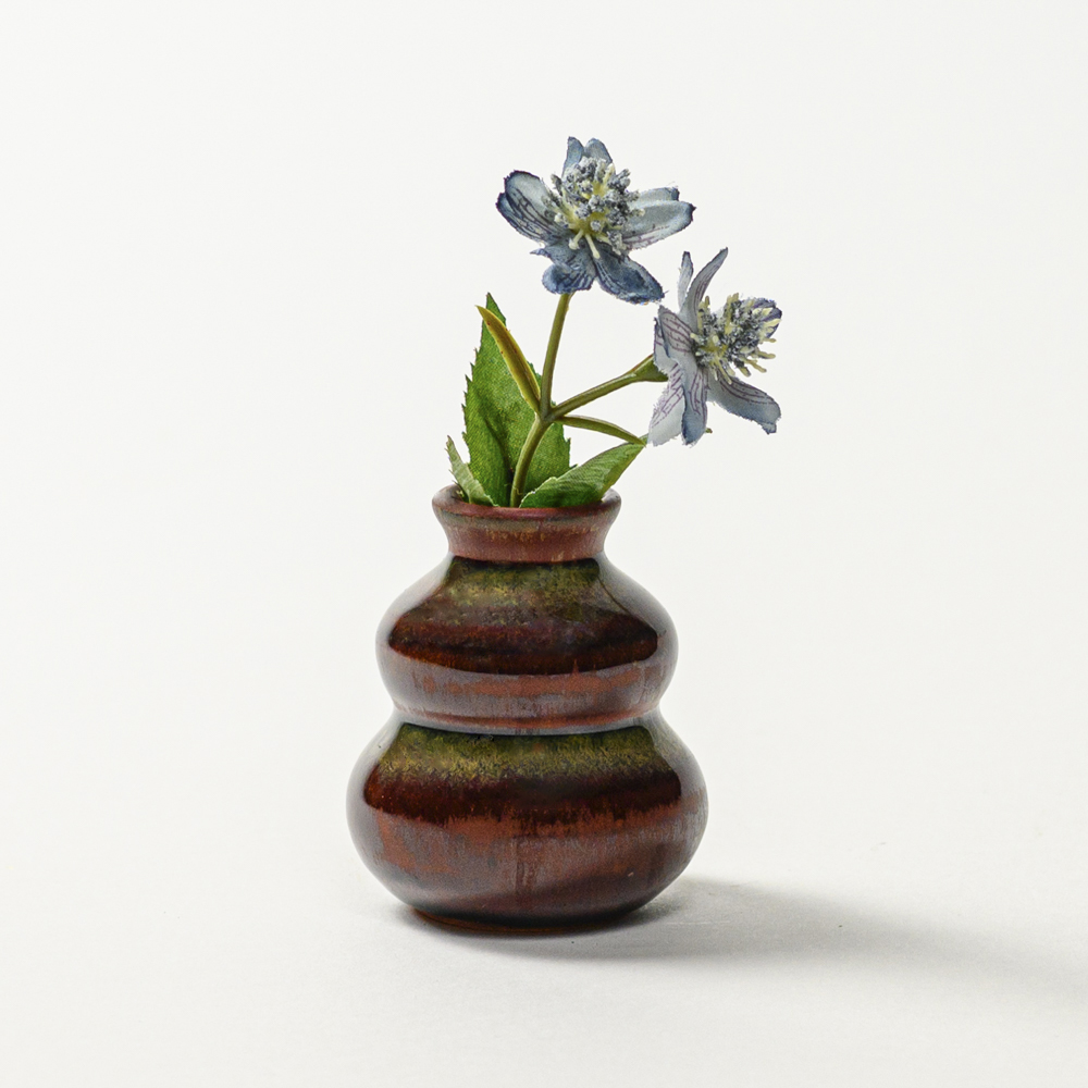 萩焼(伝統的工芸品)豆花入鉄赤釉瓢箪No1551