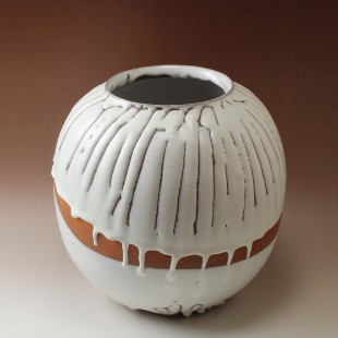 萩焼(伝統的工芸品)つぼ特大鬼白竹掛外し丸