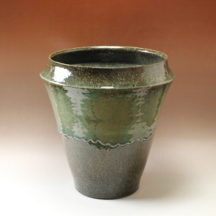 萩焼(伝統的工芸品)大つぼ鉄青釉肩衝広口