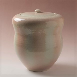 萩焼(伝統的工芸品)水指化粧掛分け胴締(共蓋付)