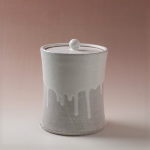 萩焼(伝統的工芸品)水指白萩掛分け端反(共蓋付)