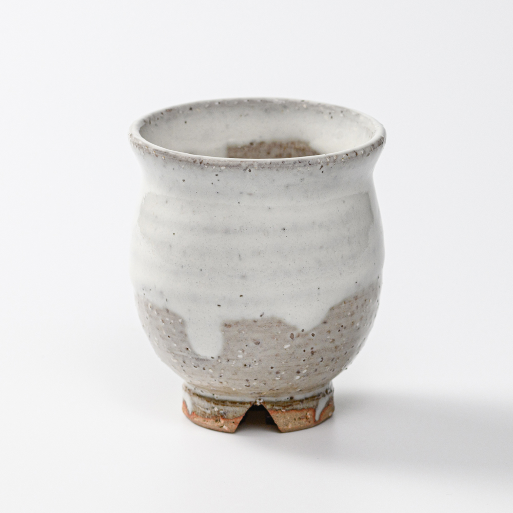 萩焼(伝統的工芸品)湯呑小白萩掛分け丸No21