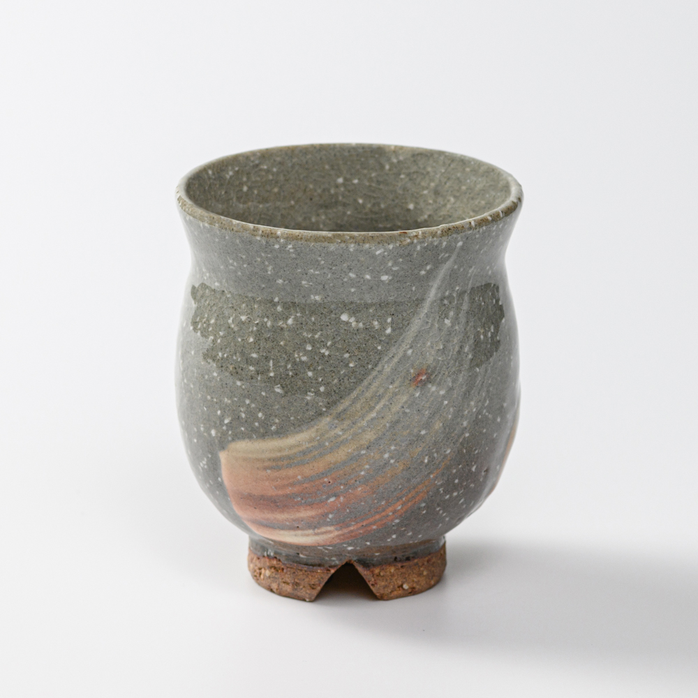 萩焼(伝統的工芸品)湯呑大刷毛青荒丸No47