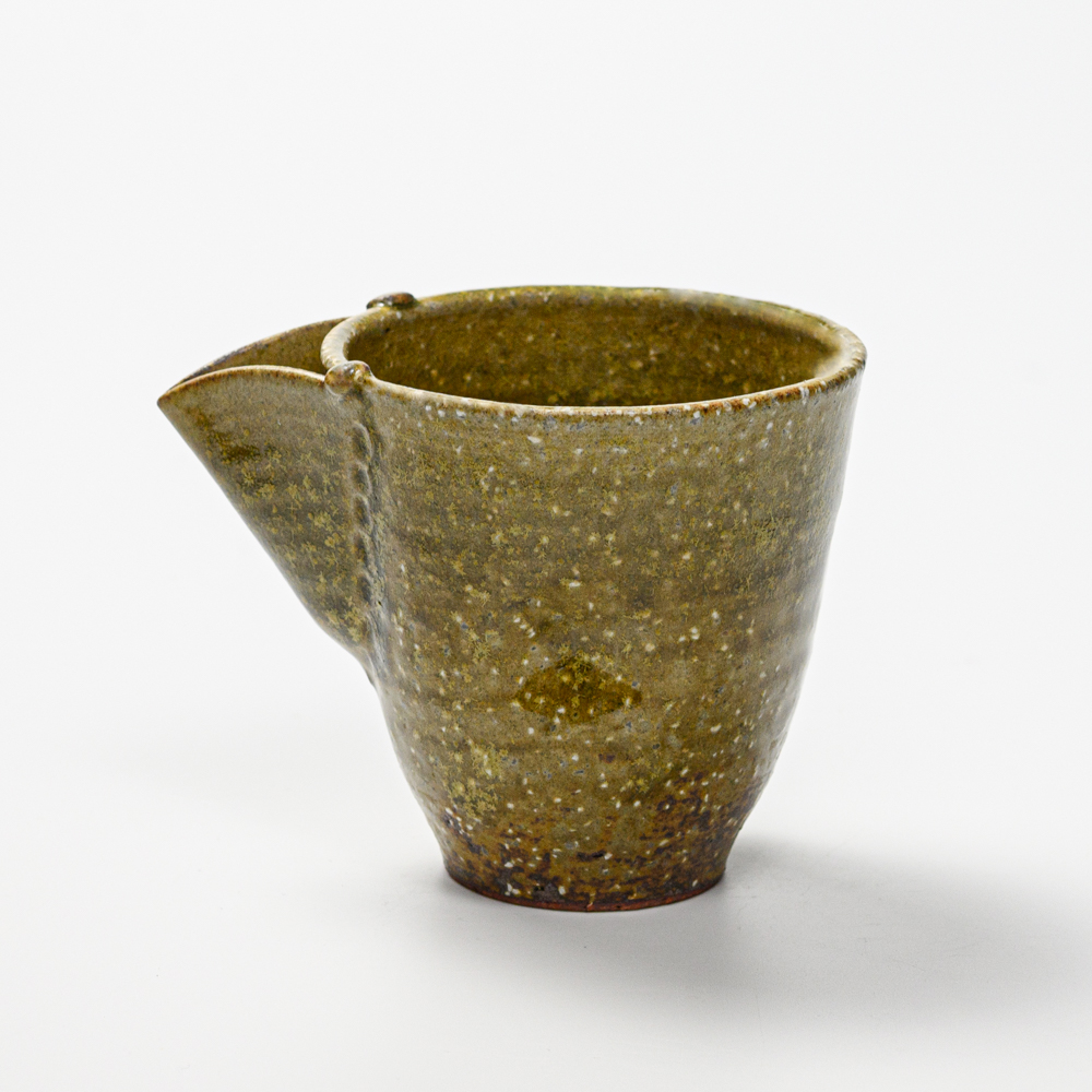 萩焼(伝統的工芸品)酒注ぎ緑星釉呉器片口えくぼNo5047