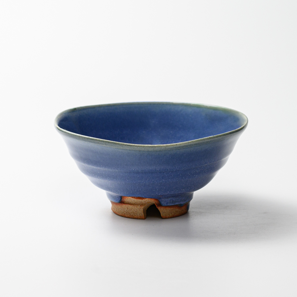 萩焼(伝統的工芸品)抹茶碗上青釉平No5086