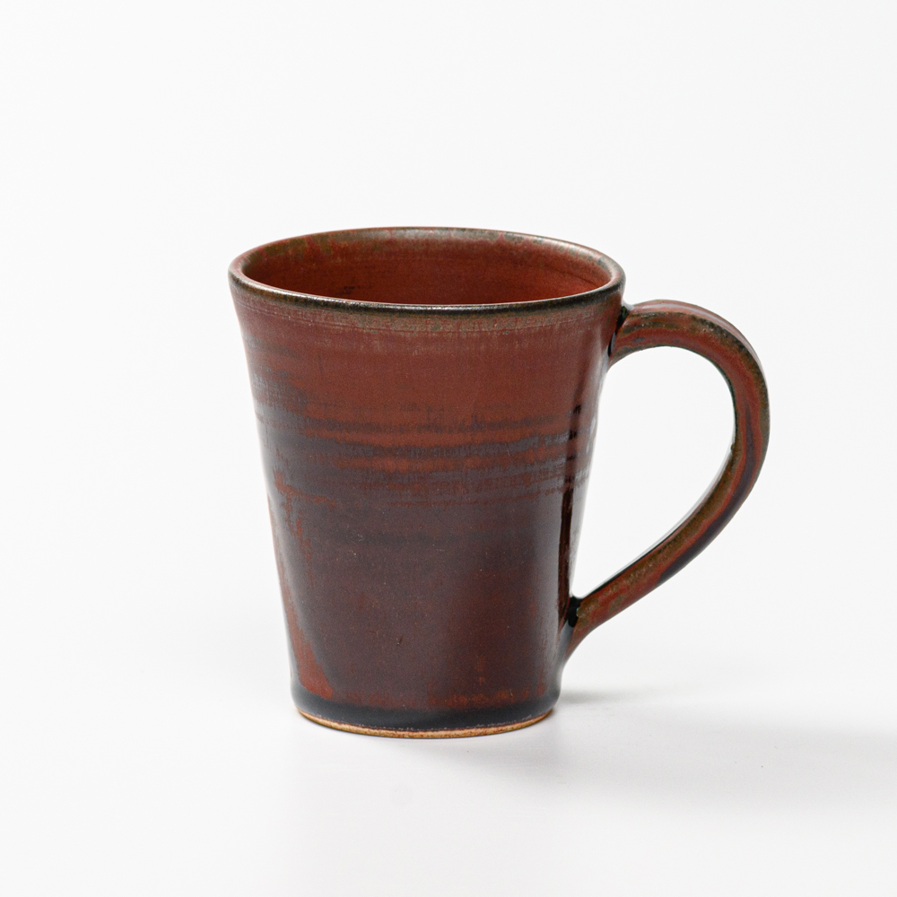 萩焼(伝統的工芸品)マグカップ小鉄赤釉末広碁笥底No573