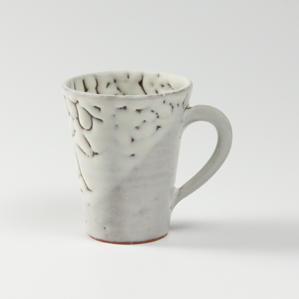 萩焼(伝統的工芸品)マグカップ小鬼白松末広碁笥底No576