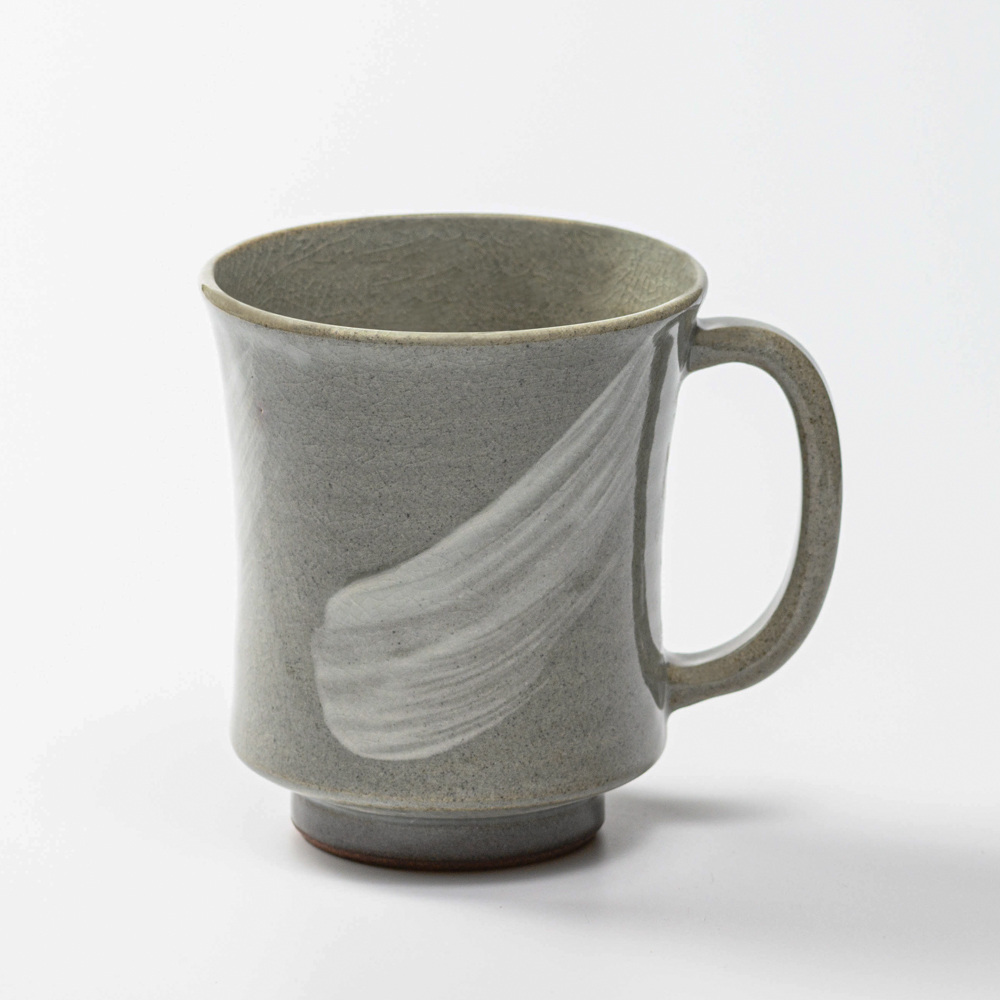 萩焼(伝統的工芸品)ビールジョッキ刷毛青端反No612