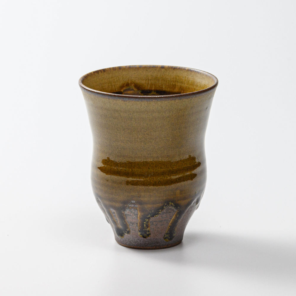 萩焼(伝統的工芸品)タンブラー大緑釉細胴締碁笥底No726