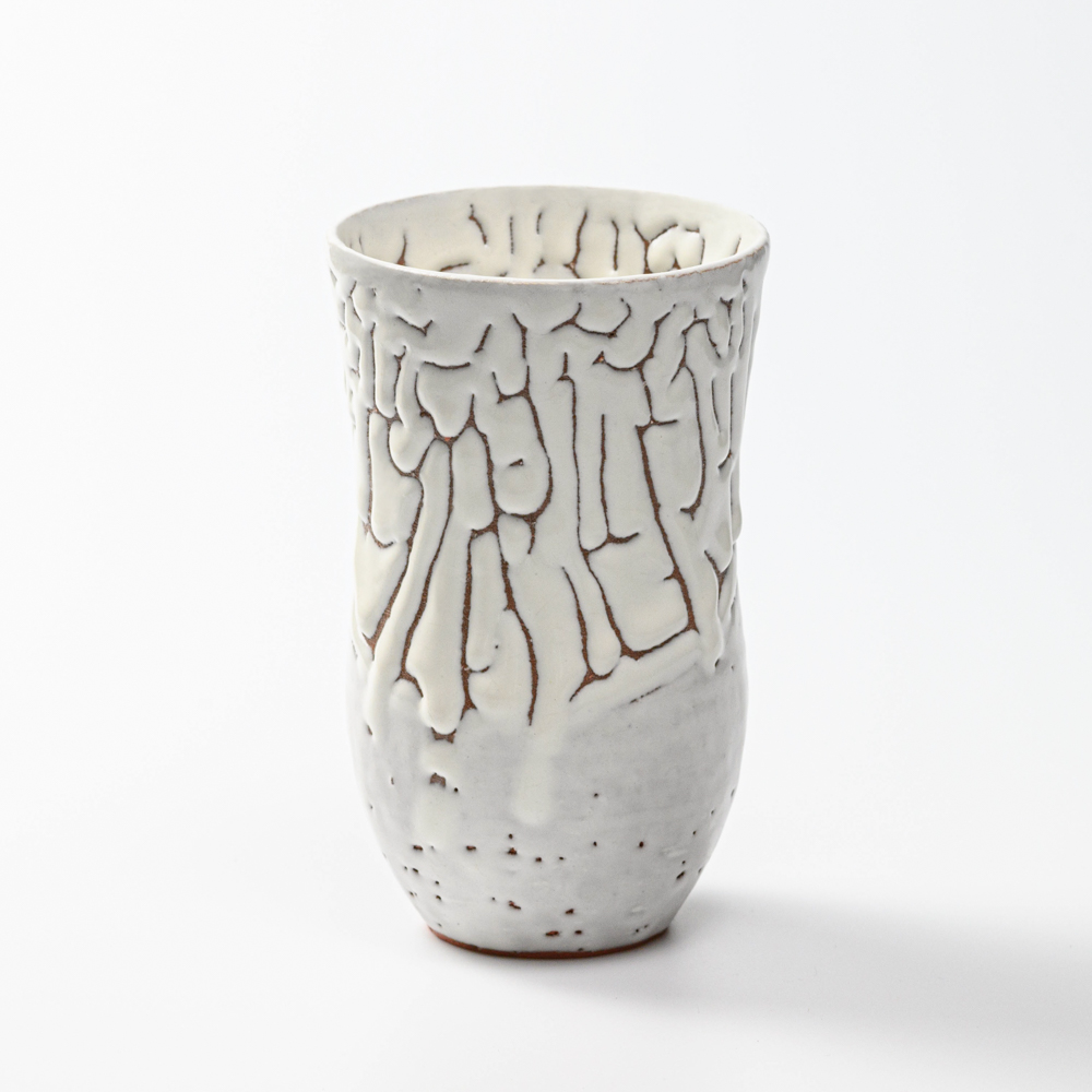 萩焼(伝統的工芸品)タンブラー特大鬼白松胴締碁笥底No741