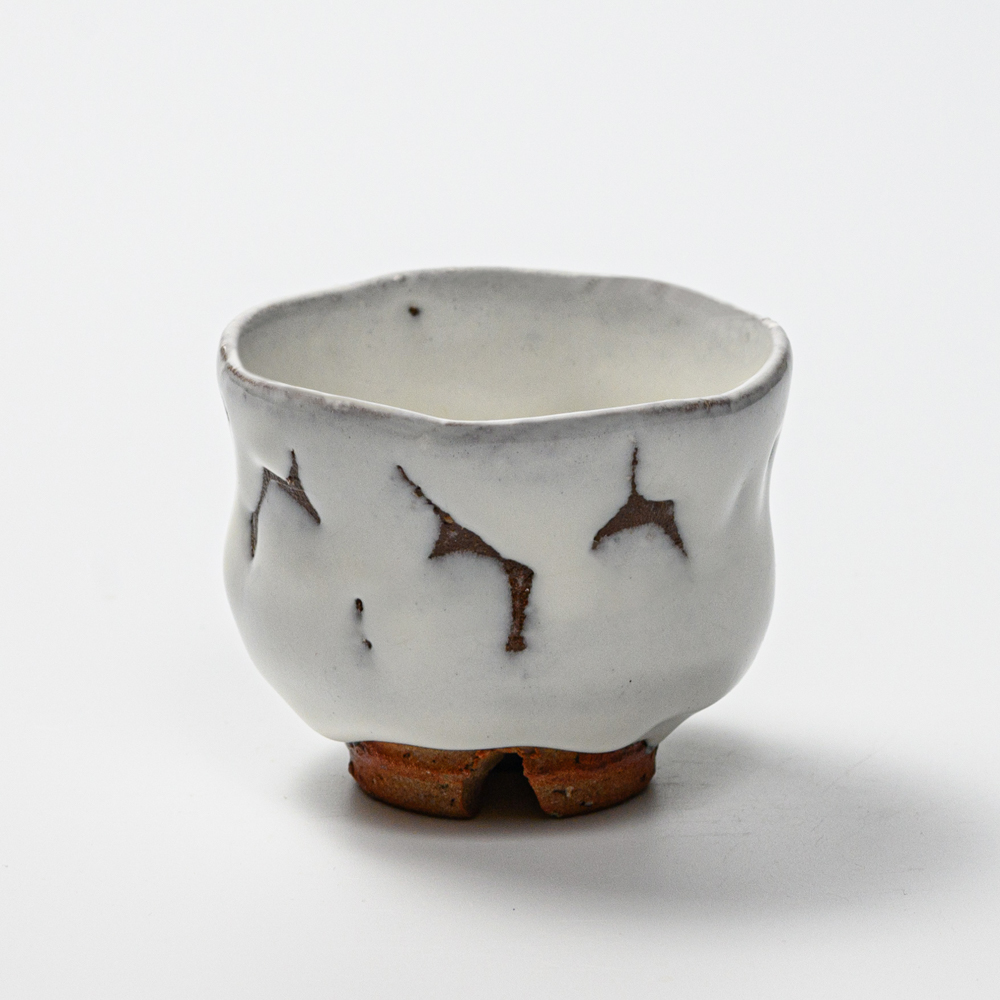 萩焼(伝統的工芸品)ぐい呑鬼白竹胴締No820