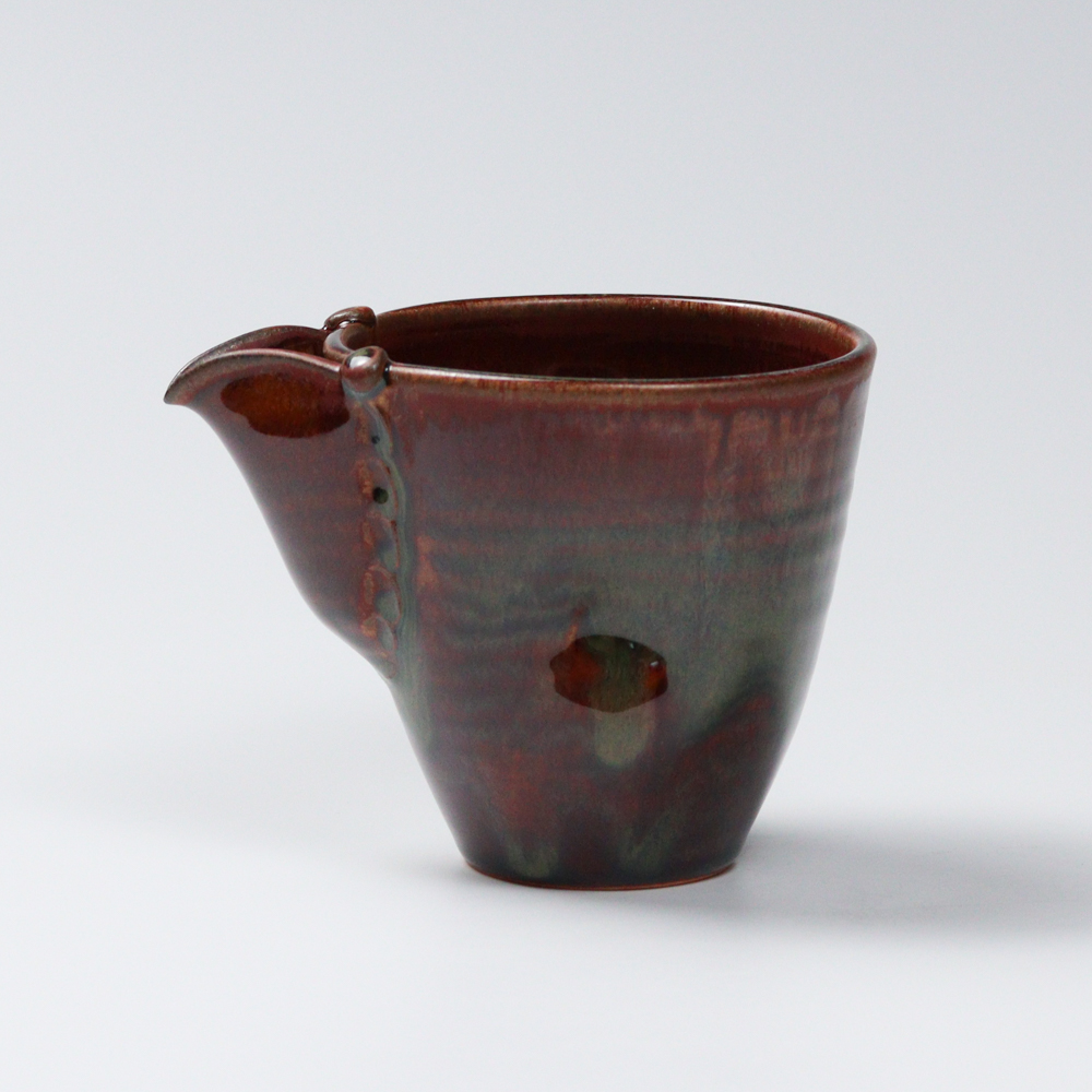 萩焼(伝統的工芸品)酒注ぎ小鉄赤釉筒片口No892