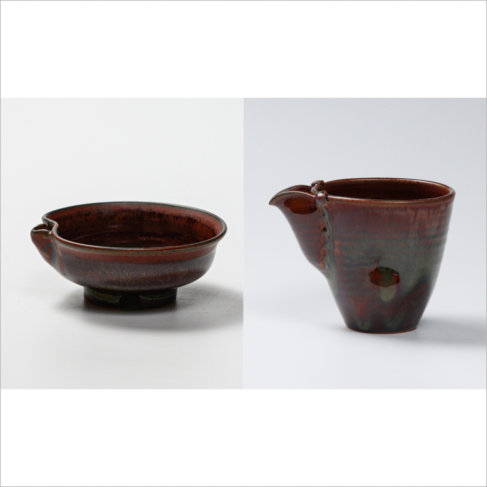 【2022年春から夏のおすすめギフト】No9076・鉄赤釉の盃と酒注ぎ