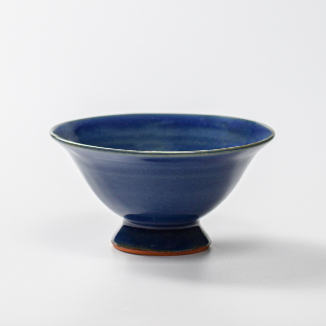 萩焼(伝統的工芸品)小鉢藍釉末広