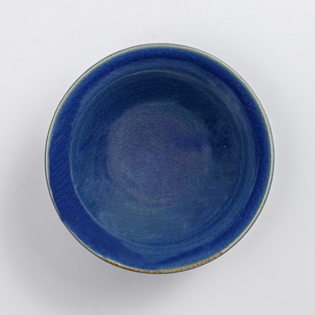 萩焼(伝統的工芸品)小鉢藍釉末広
