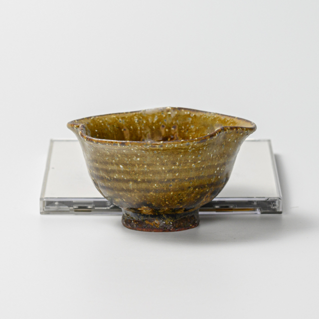 萩焼(伝統的工芸品)小鉢緑釉三つ葉