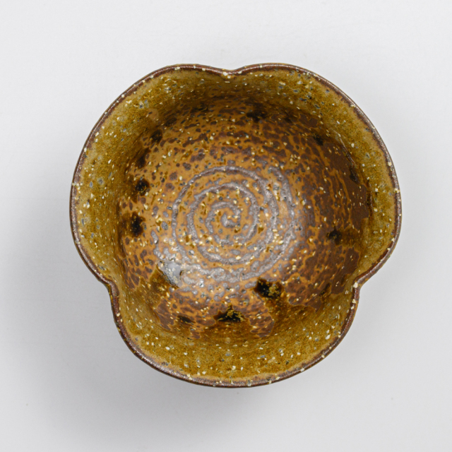 萩焼(伝統的工芸品)小鉢緑釉三つ葉