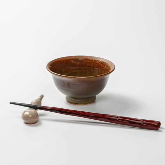 萩焼(伝統的工芸品)小鉢鉄赤釉朝顔