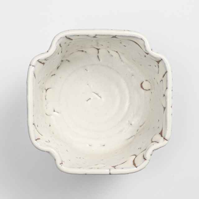 萩焼(伝統的工芸品)小鉢鬼白松四方角